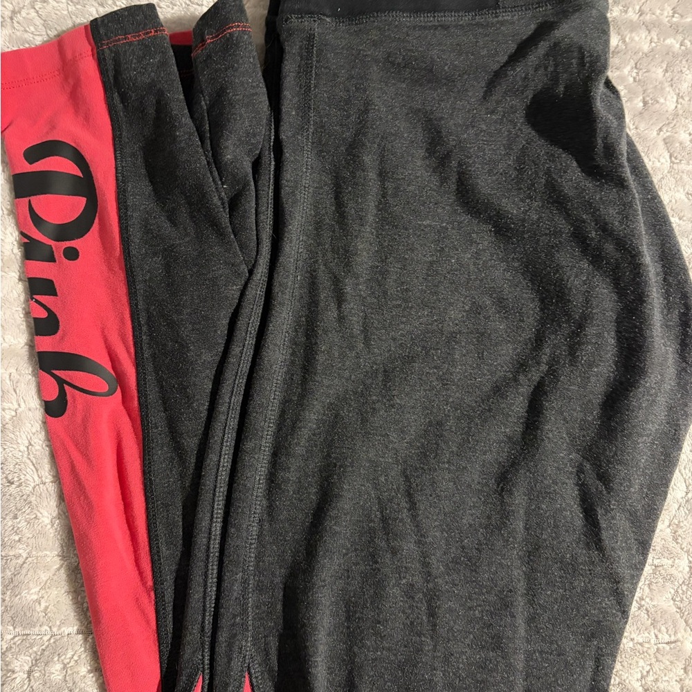 PINK Victoria's Secret Charcoal and Scarlet Kids Leggings